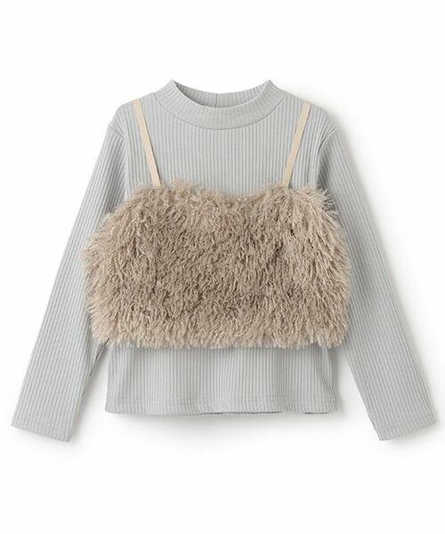 and D.petitmain / アンドディー. プティマイン キャミソール・チューブトップ | 【2WAY】ファーキャミ付きハイネックTシャツ（ベージュ）