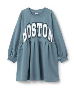 and D.petitmain / アンドディー. プティマイン ミニ丈・ひざ丈ワンピース | 【リンク】カレッジロゴラグランスリーブワンピ