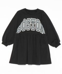 and D.petitmain / アンドディー. プティマイン ミニ丈・ひざ丈ワンピース | 【リンク】カレッジロゴラグランスリーブワンピ