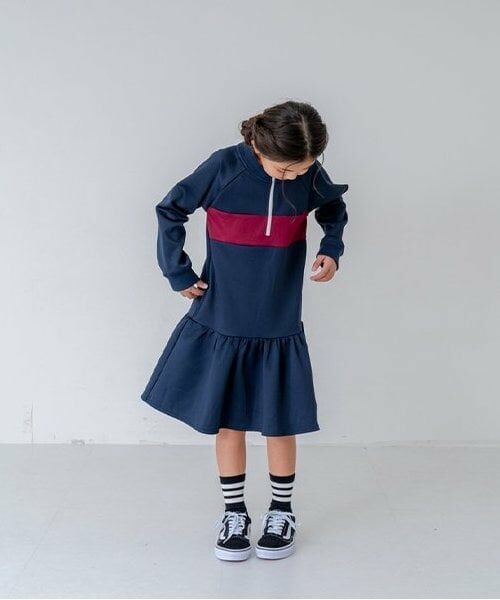 and D.petitmain / アンドディー. プティマイン ミニ丈・ひざ丈ワンピース | 【リンク】トラックジャージワンピース | 詳細1