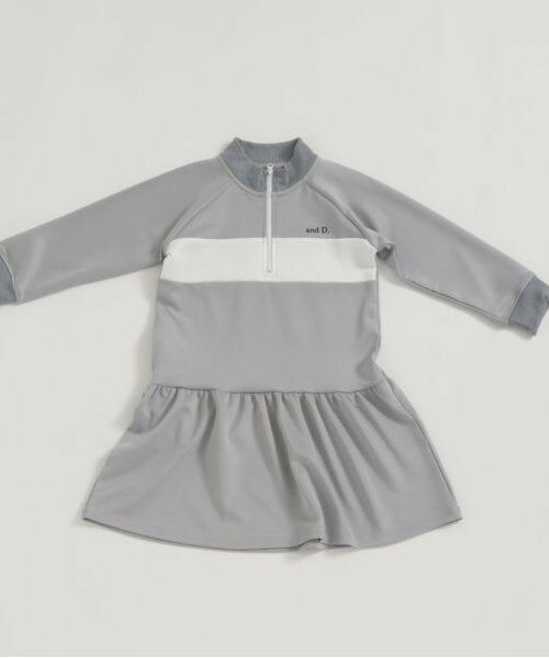 and D.petitmain / アンドディー. プティマイン ミニ丈・ひざ丈ワンピース | 【リンク】トラックジャージワンピース（ライト グレー）