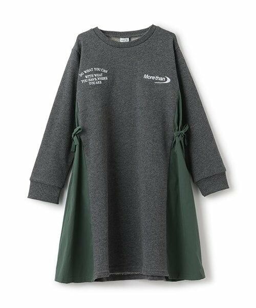 and D.petitmain / アンドディー. プティマイン ミニ丈・ひざ丈ワンピース | 【リンク】サイド布帛切替ワンピ（ディープ グレー）