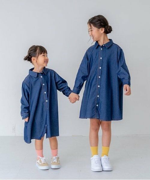 and D.petitmain / アンドディー. プティマイン ミニ丈・ひざ丈ワンピース | デニムフレアシャツワンピ | 詳細1