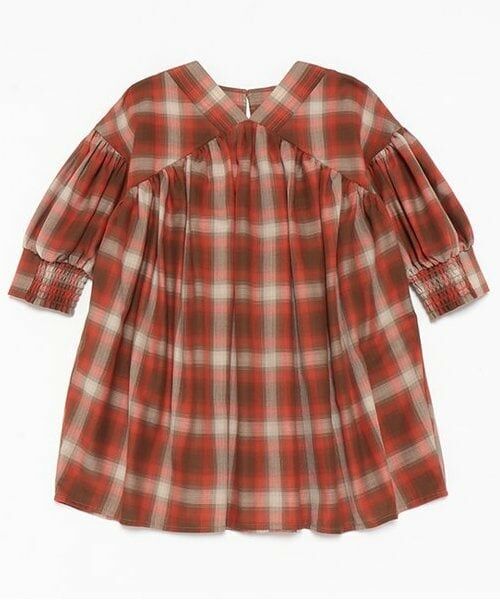 and D.petitmain / アンドディー. プティマイン ミニ丈・ひざ丈ワンピース | 【リンク】オンブレチェックボリュームミニワンピ | 詳細1