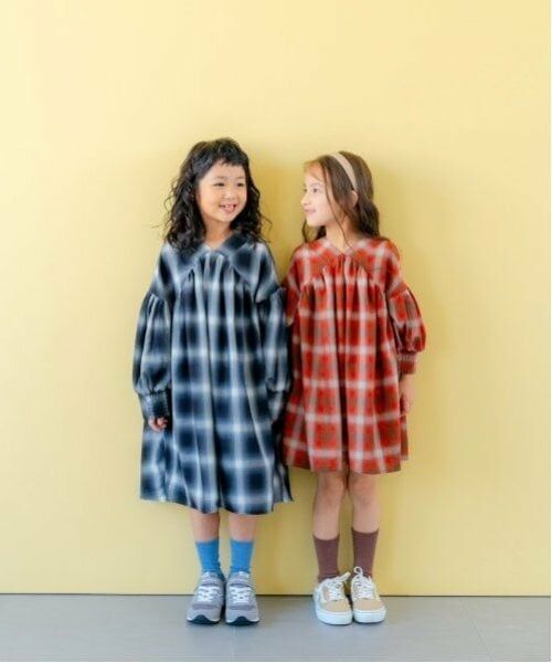 and D.petitmain / アンドディー. プティマイン ミニ丈・ひざ丈ワンピース | 【リンク】オンブレチェックボリュームミニワンピ | 詳細10