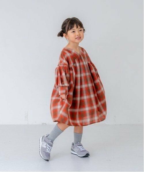 and D.petitmain / アンドディー. プティマイン ミニ丈・ひざ丈ワンピース | 【リンク】オンブレチェックボリュームミニワンピ | 詳細3