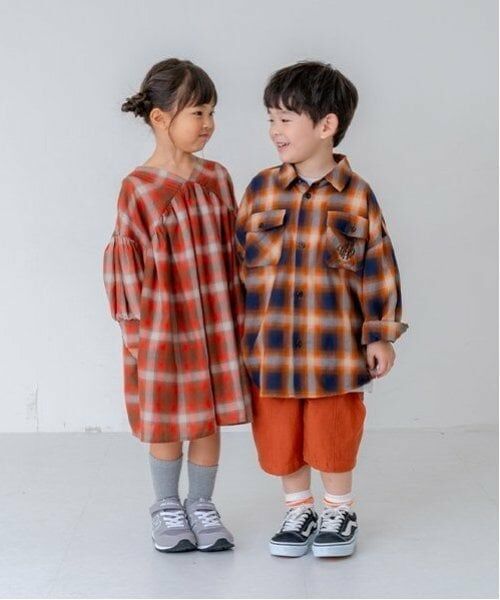 and D.petitmain / アンドディー. プティマイン ミニ丈・ひざ丈ワンピース | 【リンク】オンブレチェックボリュームミニワンピ | 詳細4