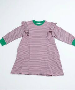 and D.petitmain / アンドディー. プティマイン ミニ丈・ひざ丈ワンピース | 【リンク】ミジンボーダー肩フリルワンピ