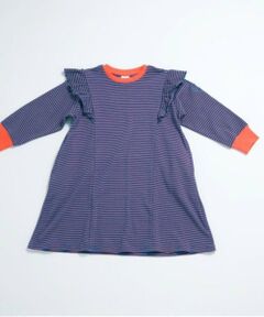 and D.petitmain / アンドディー. プティマイン ミニ丈・ひざ丈ワンピース | 【リンク】ミジンボーダー肩フリルワンピ