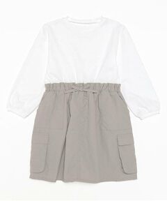 and D.petitmain / アンドディー. プティマイン ミニ丈・ひざ丈ワンピース | カーゴスカートドッキングワンピ