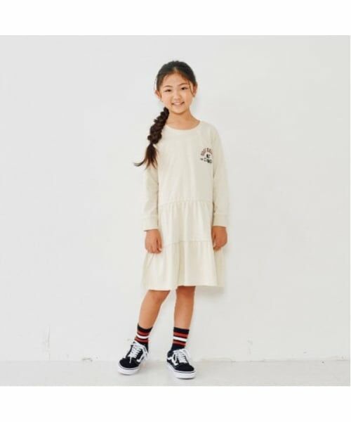 and D.petitmain / アンドディー. プティマイン ミニ丈・ひざ丈ワンピース | 【リンク】アソートグラフィックワンピ（オフ ホワイト）
