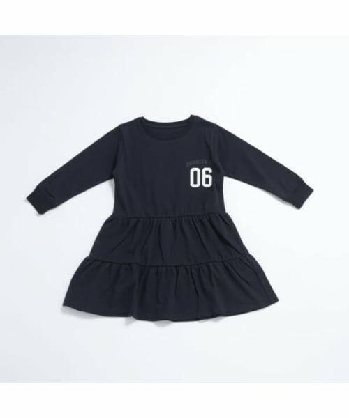 and D.petitmain / アンドディー. プティマイン ミニ丈・ひざ丈ワンピース | 【リンク】アソートグラフィックワンピ（紺）