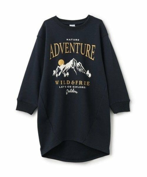 and D.petitmain / アンドディー. プティマイン ミニ丈・ひざ丈ワンピース | 【リンク】アソートプリントワンピース（紺）