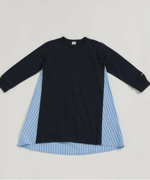 and D.petitmain / アンドディー. プティマイン ミニ丈・ひざ丈ワンピース | 【リンク】布帛切り替えワンピ（紺）