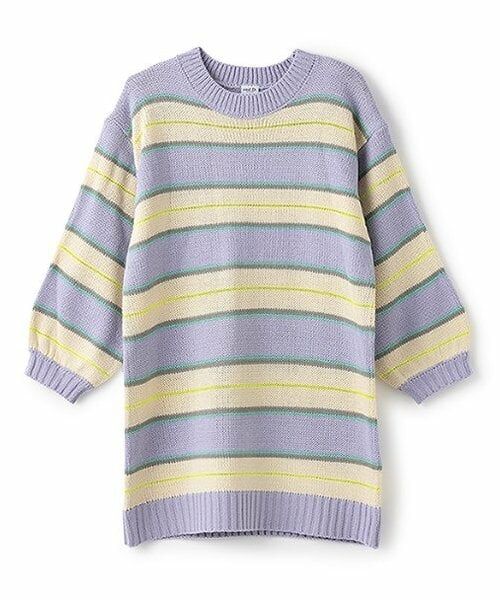 and D.petitmain / アンドディー. プティマイン ミニ丈・ひざ丈ワンピース | 【リンク】【洗濯機可】ボーダーニットワンピース（アイボリー）