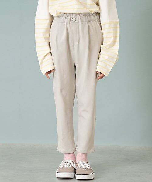 and D.petitmain / アンドディー. プティマイン その他パンツ | 【クロップド丈】ウエストフリルムジテーパードパンツ（薄カーキ）