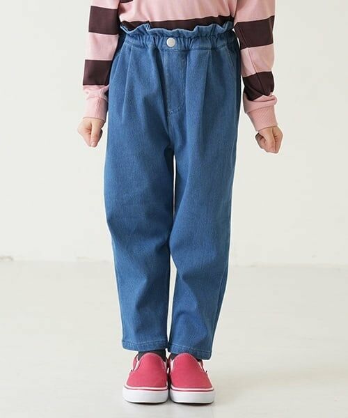 and D.petitmain / アンドディー. プティマイン その他パンツ | 【クロップド丈】ウエストフリルムジテーパードパンツ（ブルー）