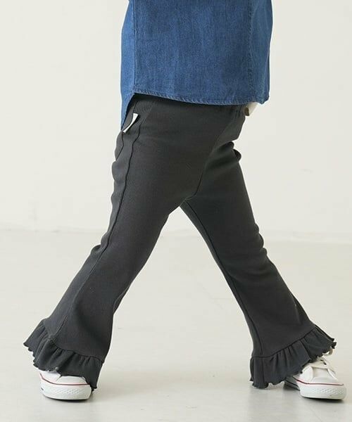 and D.petitmain / アンドディー. プティマイン その他パンツ | 【防汚加工】裾フリルリブパンツ（チャコール）