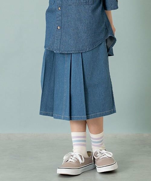 and D.petitmain / アンドディー. プティマイン ミニ・ひざ丈スカート | デニムタックスカート（紺）