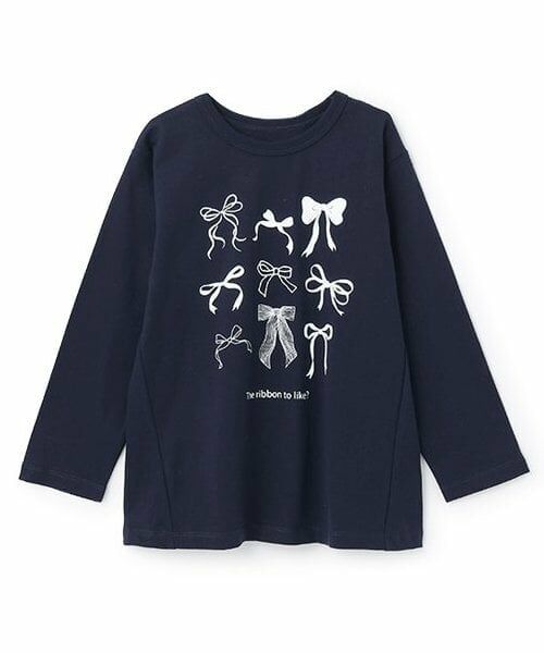 and D.petitmain / アンドディー. プティマイン Tシャツ | 【365D.】アソートプリントAラインロンT（紺）