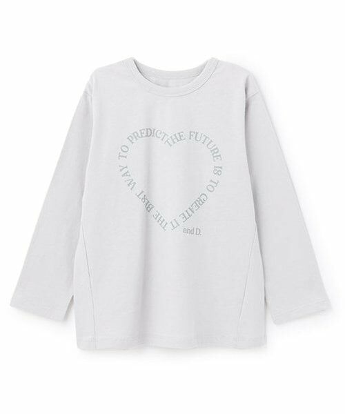 and D.petitmain / アンドディー. プティマイン Tシャツ | 【365D.】アソートプリントAラインロンT（ライト グレー）