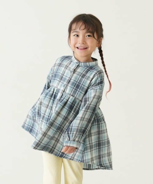 and D.petitmain / アンドディー. プティマイン その他トップス | チェックスタンドチュニック（ブルー）