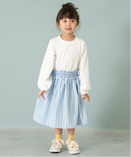 and D.petitmain / アンドディー. プティマイン ミニ丈・ひざ丈ワンピース | 布帛ドッキングワンピース（白）