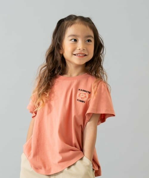 and D.petitmain / アンドディー. プティマイン Tシャツ | 【綿100%】【365D.】ワンポイント入りプルオーバー（ライト オレンジ）