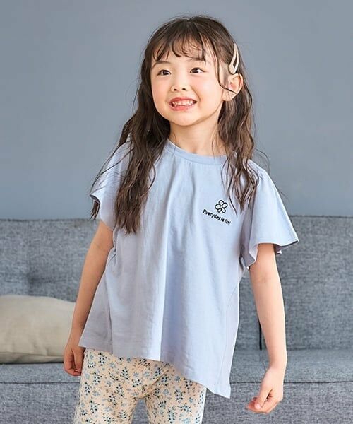 and D.petitmain / アンドディー. プティマイン Tシャツ | 【綿100%】【365D.】ワンポイント入りプルオーバー（サックス）