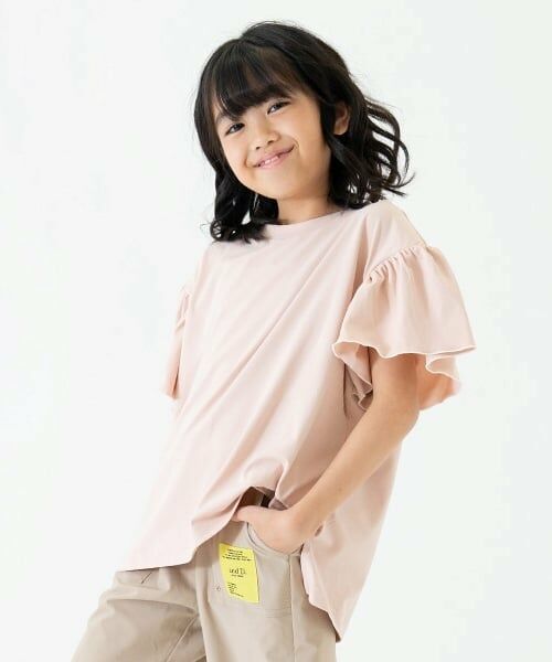 and D.petitmain / アンドディー. プティマイン Tシャツ | 【水陸両用】半袖フリルプルオーバー（サーモン ピンク）