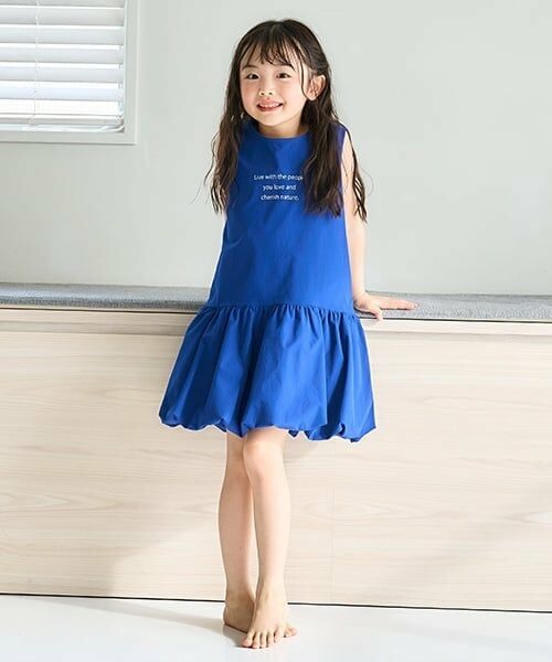 and D.petitmain / アンドディー. プティマイン ミニ丈・ひざ丈ワンピース | 【水陸両用】裾バルーンワンピース（紺）