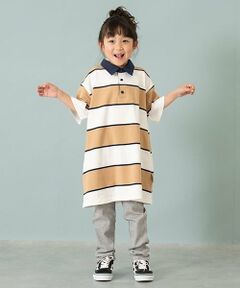 and D.petitmain / アンドディー. プティマイン ミニ丈・ひざ丈ワンピース | 【親子リンク】衿つきラガー半袖ワンピ