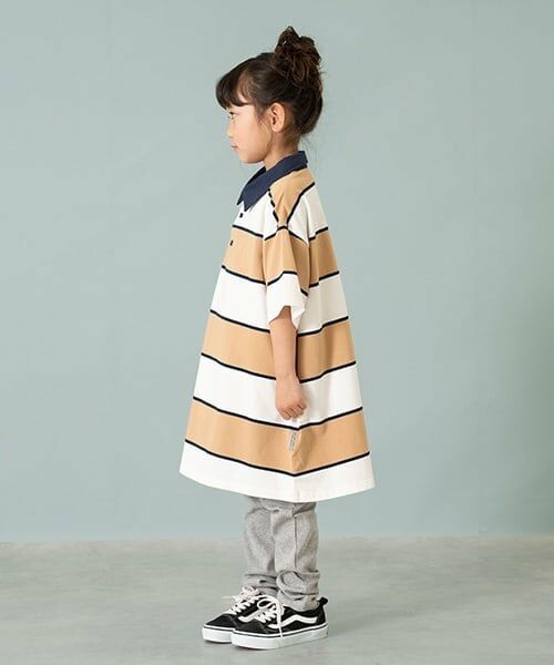 and D.petitmain / アンドディー. プティマイン ミニ丈・ひざ丈ワンピース | 【親子リンク】衿つきラガー半袖ワンピ | 詳細1