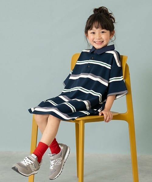 and D.petitmain / アンドディー. プティマイン ミニ丈・ひざ丈ワンピース | 【親子リンク】衿つきラガー半袖ワンピ | 詳細6