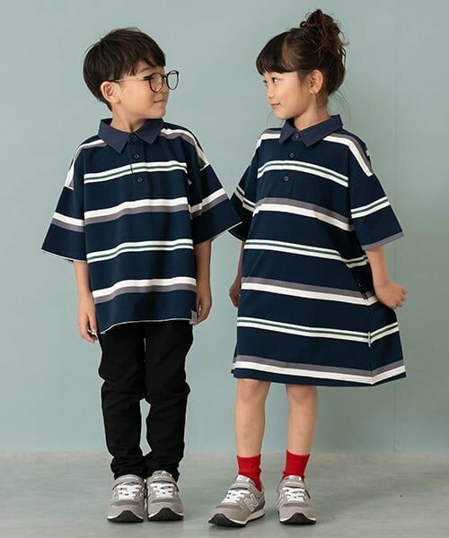 and D.petitmain / アンドディー. プティマイン ミニ丈・ひざ丈ワンピース | 【親子リンク】衿つきラガー半袖ワンピ | 詳細7