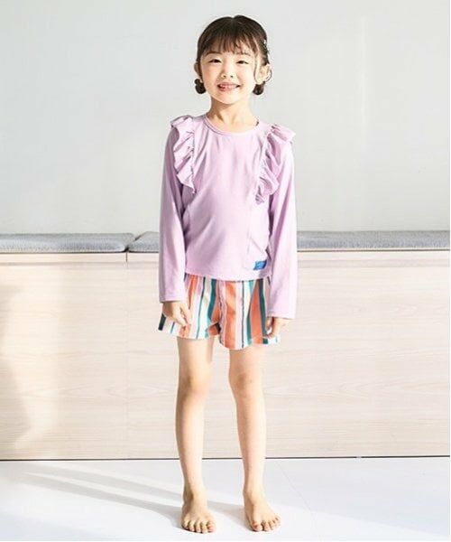 and D.petitmain / アンドディー. プティマイン 水着・スイムグッズ | 【大人気につき再入荷】【SWIM】ショルダーフリルセットアップ（ラベンダー）