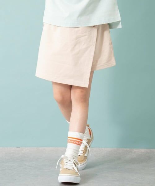 and D.petitmain / アンドディー. プティマイン ショート・ハーフ・半端丈パンツ | 【綿100%】カット台形ラップキュロット(ベージュ)