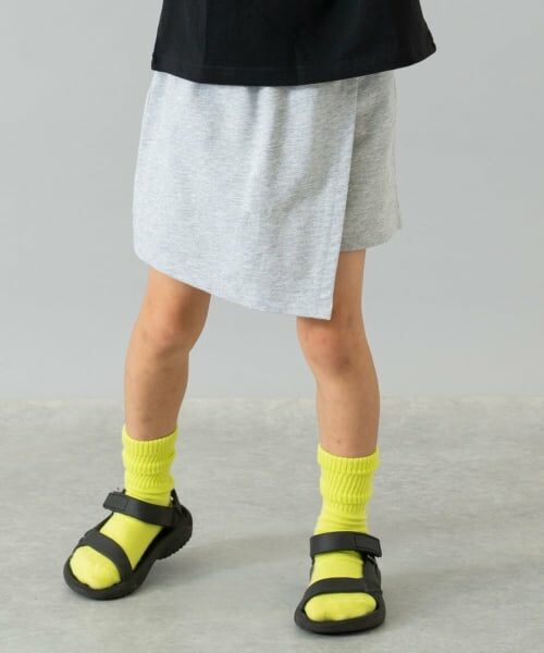 and D.petitmain / アンドディー. プティマイン ショート・ハーフ・半端丈パンツ | 【綿100%】カット台形ラップキュロット(グレー)