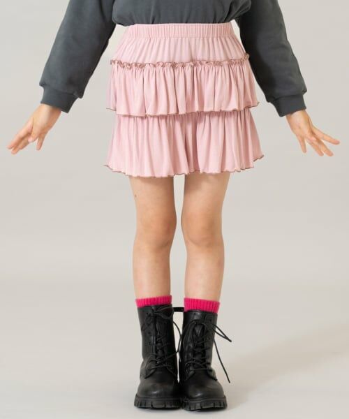 and D.petitmain / アンドディー. プティマイン ショート・ハーフ・半端丈パンツ | カットティアードキュロット（ピンク）