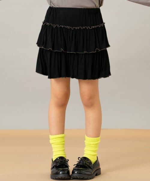 and D.petitmain / アンドディー. プティマイン ショート・ハーフ・半端丈パンツ | カットティアードキュロット（黒）