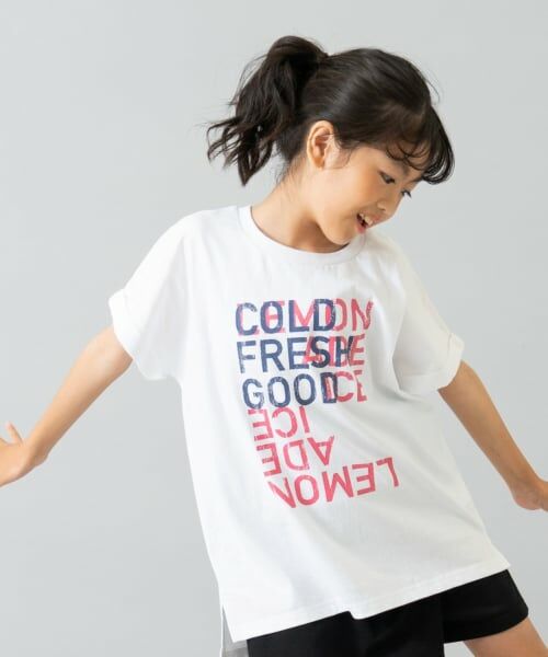 and D.petitmain / アンドディー. プティマイン Tシャツ | 【綿100%】【365D.】アソートロゴワイド半T（白）