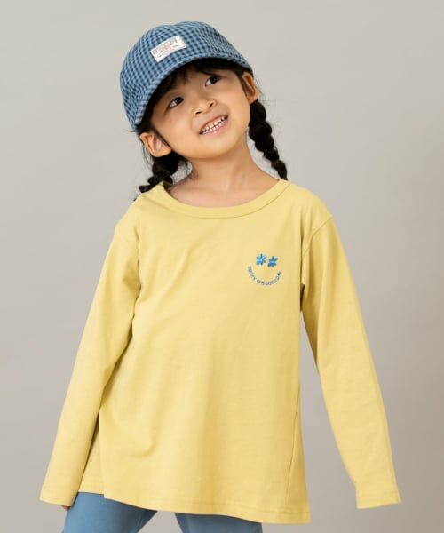 and D.petitmain / アンドディー. プティマイン Tシャツ | 【綿100】【365D.】ワンポイント刺繍ロンT（黄）