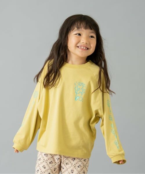 and D.petitmain / アンドディー. プティマイン Tシャツ | 【綿100】【365D.】袖プリントドルマンロンT（黄）