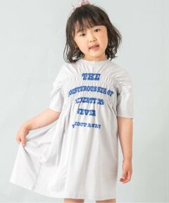 and D.petitmain / アンドディー. プティマイン ミニ丈・ひざ丈ワンピース | ロゴプリントシャーリング半袖ワンピ