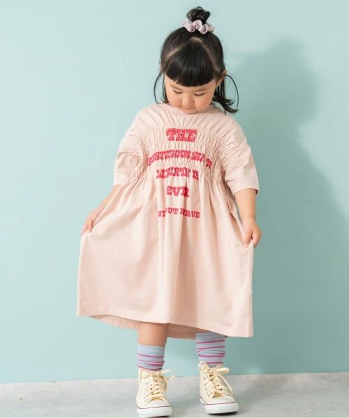 and D.petitmain / アンドディー. プティマイン ミニ丈・ひざ丈ワンピース | ロゴプリントシャーリング半袖ワンピ | 詳細10
