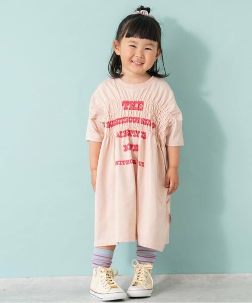 and D.petitmain / アンドディー. プティマイン ミニ丈・ひざ丈ワンピース | ロゴプリントシャーリング半袖ワンピ | 詳細8