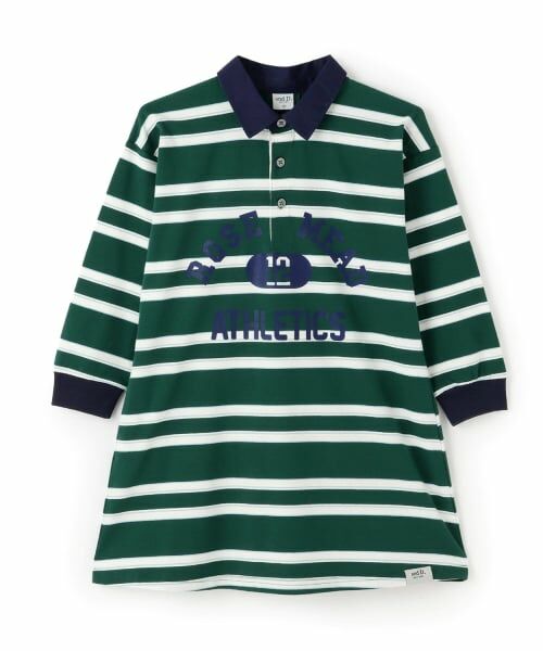 and D.petitmain / アンドディー. プティマイン ミニ丈・ひざ丈ワンピース | 【男女リンク】カレッジプリントラガーワンピ（グリーン）