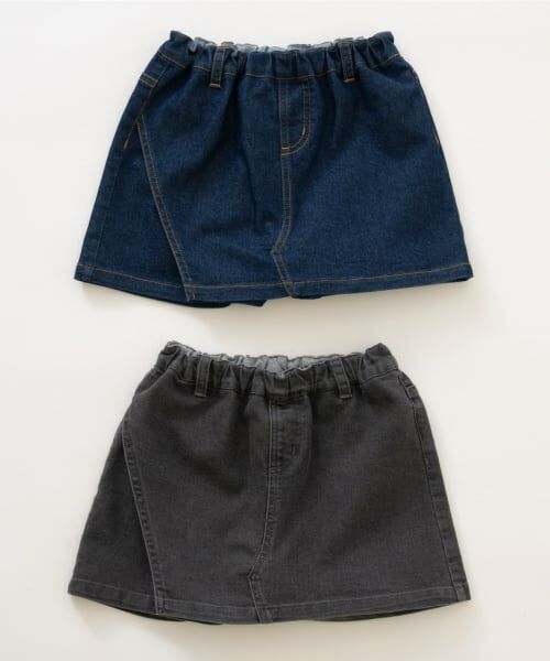 and D.petitmain / アンドディー. プティマイン ショート・ハーフ・半端丈パンツ | デニムミニラップ風スカートパンツ | 詳細2