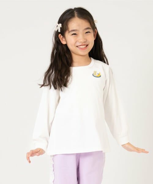 and D.petitmain / アンドディー. プティマイン Tシャツ | 【365D】ワンポイントししゅうAラインロンT（オフ ホワイト）