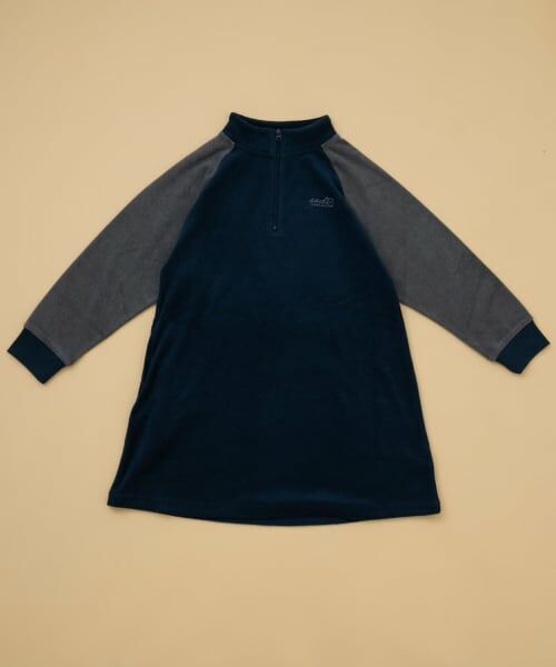 and D.petitmain / アンドディー. プティマイン ミニ丈・ひざ丈ワンピース | 【リンク】パイルワンピース（紺）